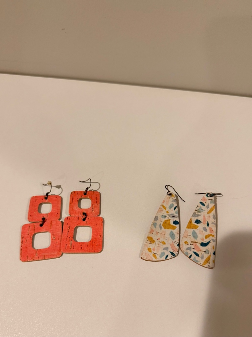 Women’s Coral Square Earrings and Terrazzo Drop Earrings - Set of 2